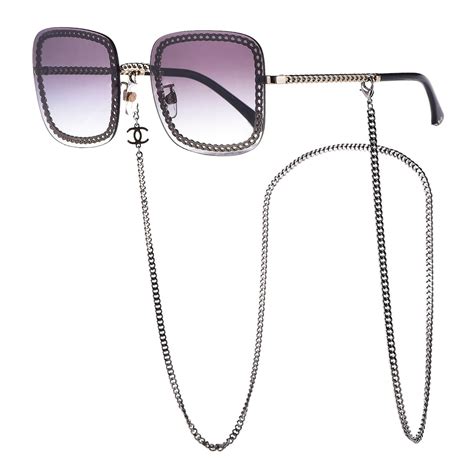 chanel square glasses with chain|Chanel sunglasses sale clearance.